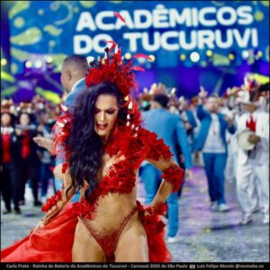 Fotos de Carla Prata, Rainha de Bateria da Acadêmicos do Tucuruvi, no Carnaval 2026 de São Paulo