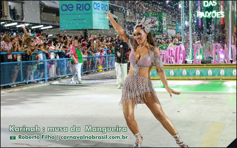 Momentos Karinah, musa da Mangueira, no Carnaval 2025 no Rio de Janeiro